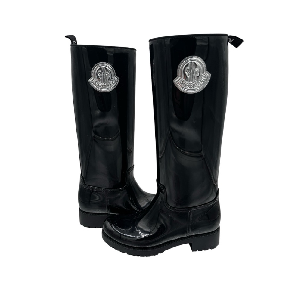Moncler Black Logo Knee-High Boots